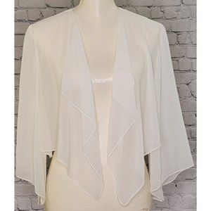 Alex Evenings Wrap Shawl White Sheer 3/4 Sleeve